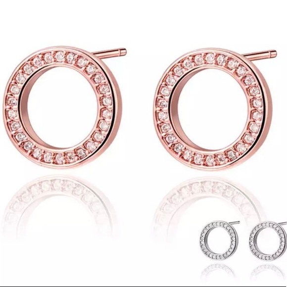 **New Luxury 18k Rose Gold Diamond Stud Earrings - Picture 2 of 4